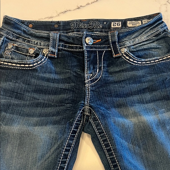 Miss Me Blue Boot Cut Jeans with Embellished Pockets - Picture 5 of 10